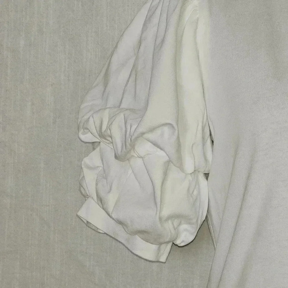 Entro‎ Off White Ruched Sleeve Crew Neck White Tee Sz S - Picture 7 of 14